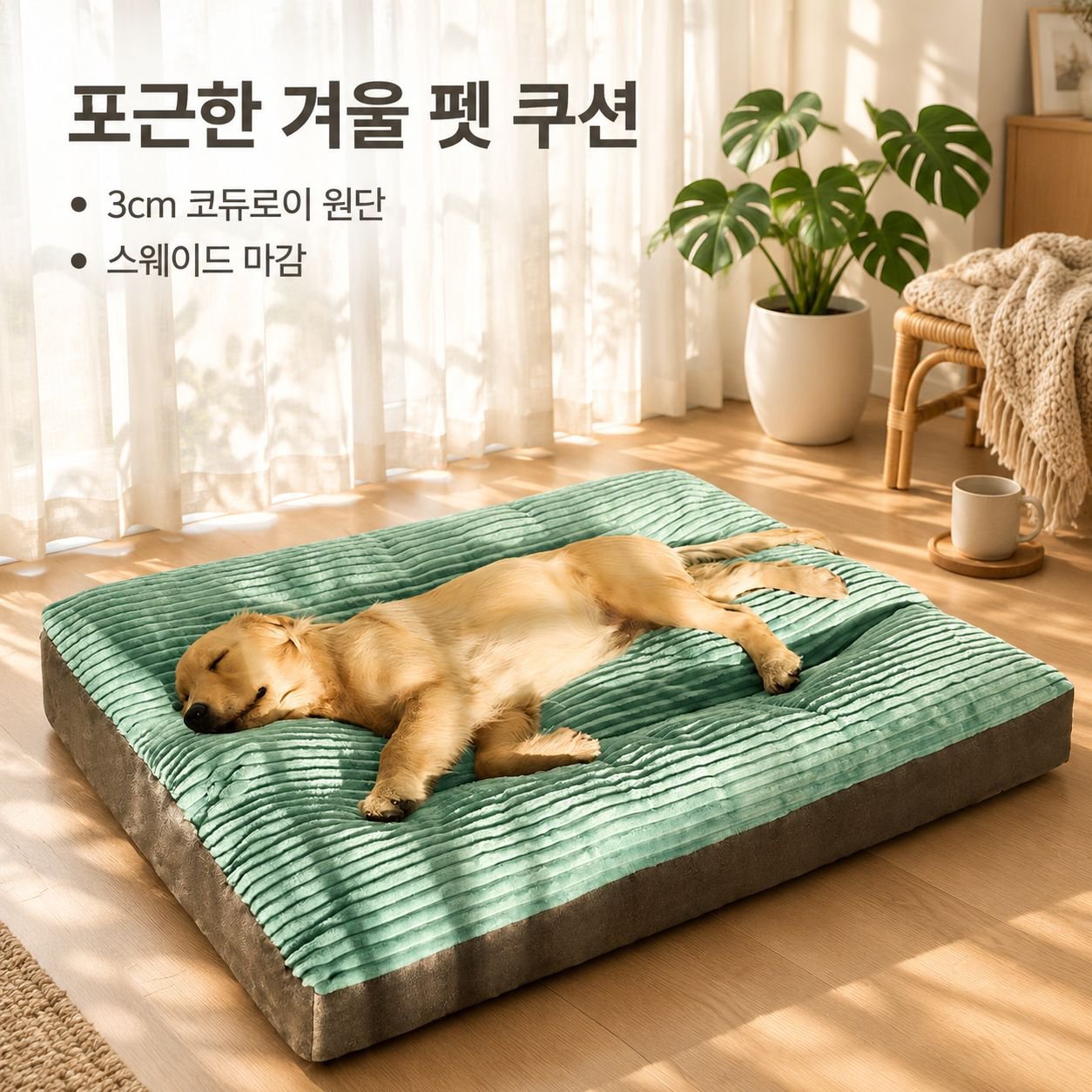사각 형태의 내구성(물어뜯기 방지) 좋은 겨울용 반려견 매트 (분리 및 세탁 가능)