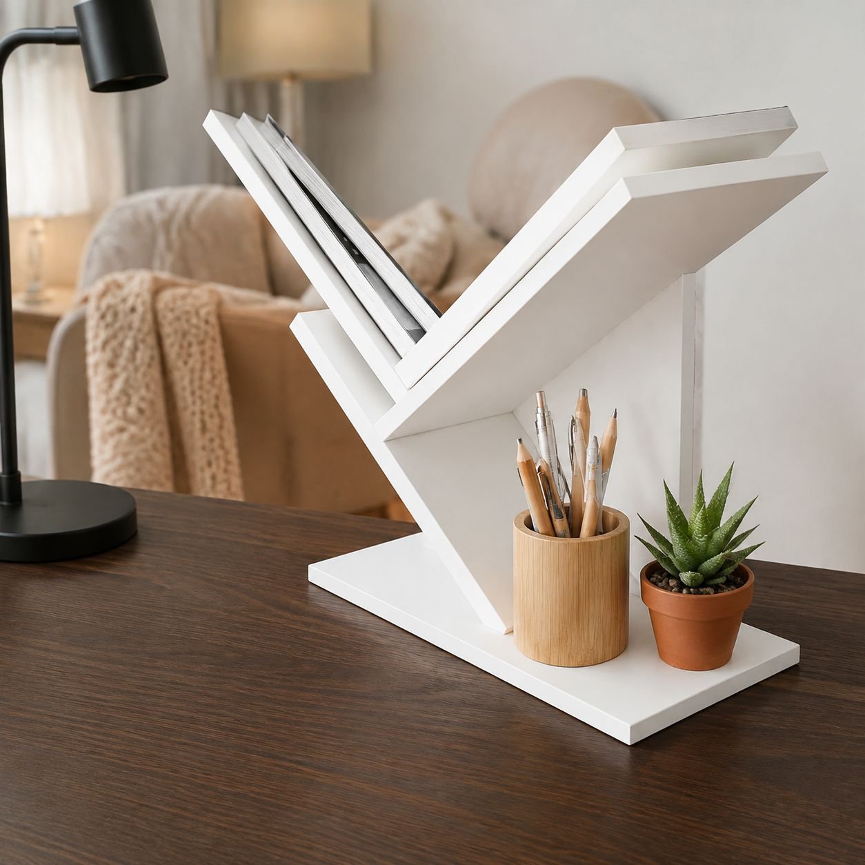 Creative Tree-shaped Wooden Bookshelf, Flexible Storage for Files and Books