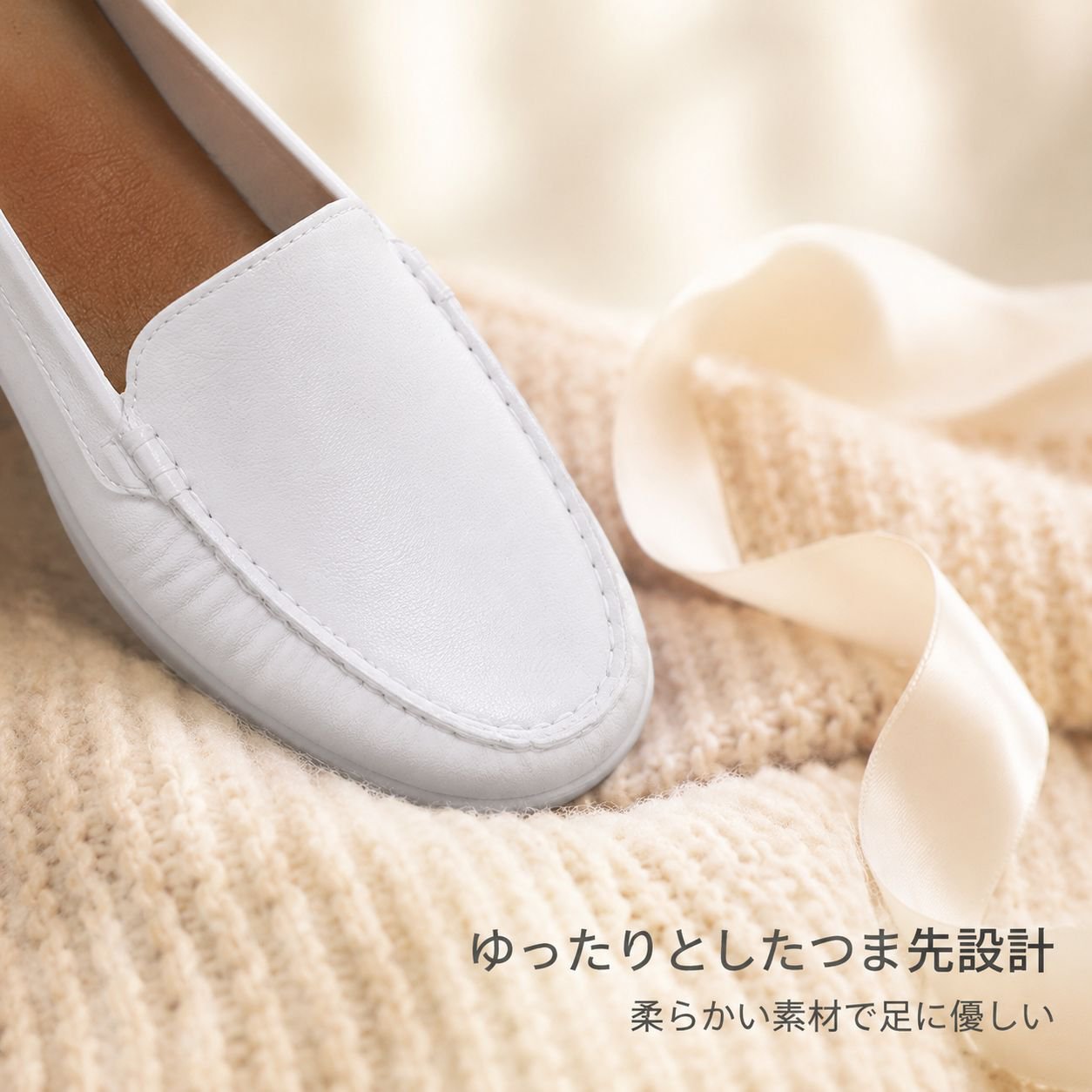 ママ向けソフトレザーぺたんこシューズ