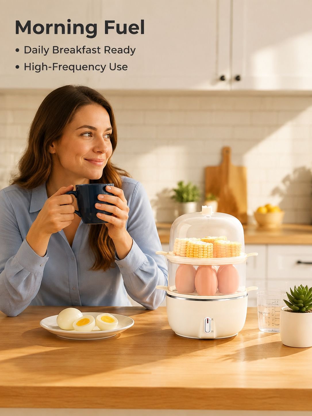 Multifunctional Double Layer Mini Egg Cooker