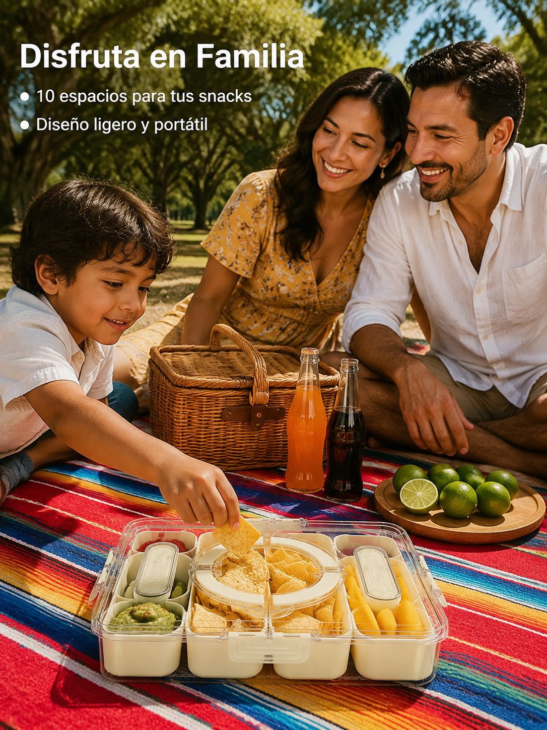 Caja de picnic multifuncional con cubiertos