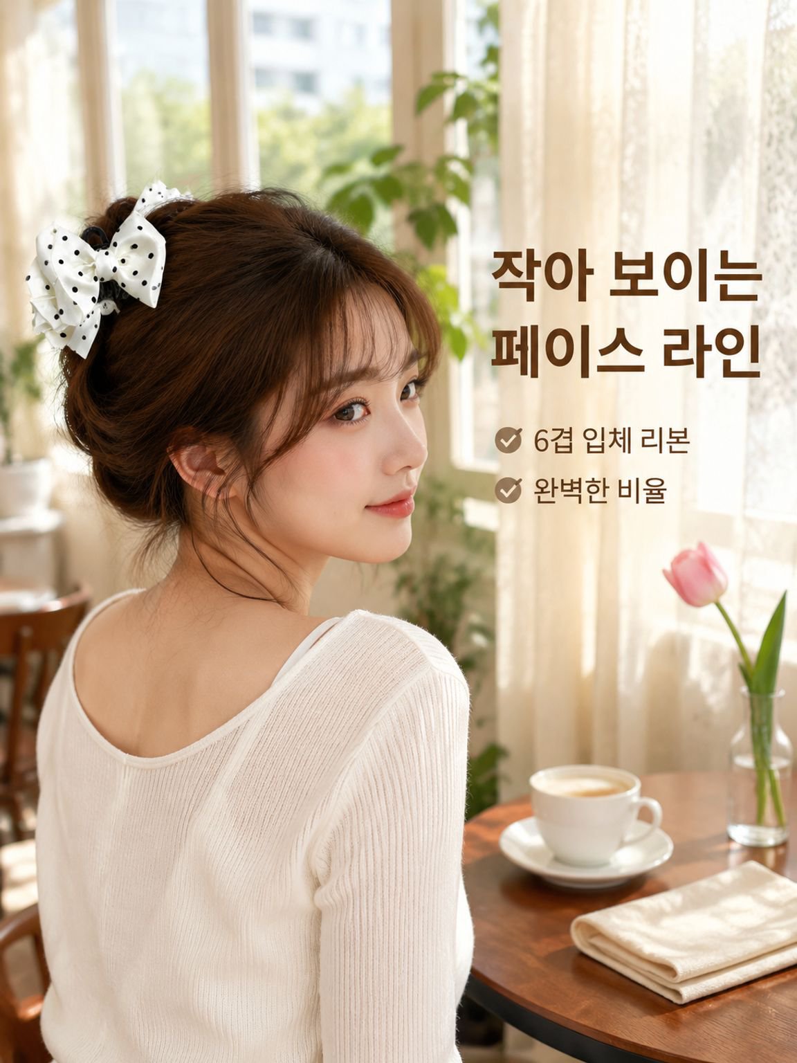 도트 무늬 리본 헤어클립