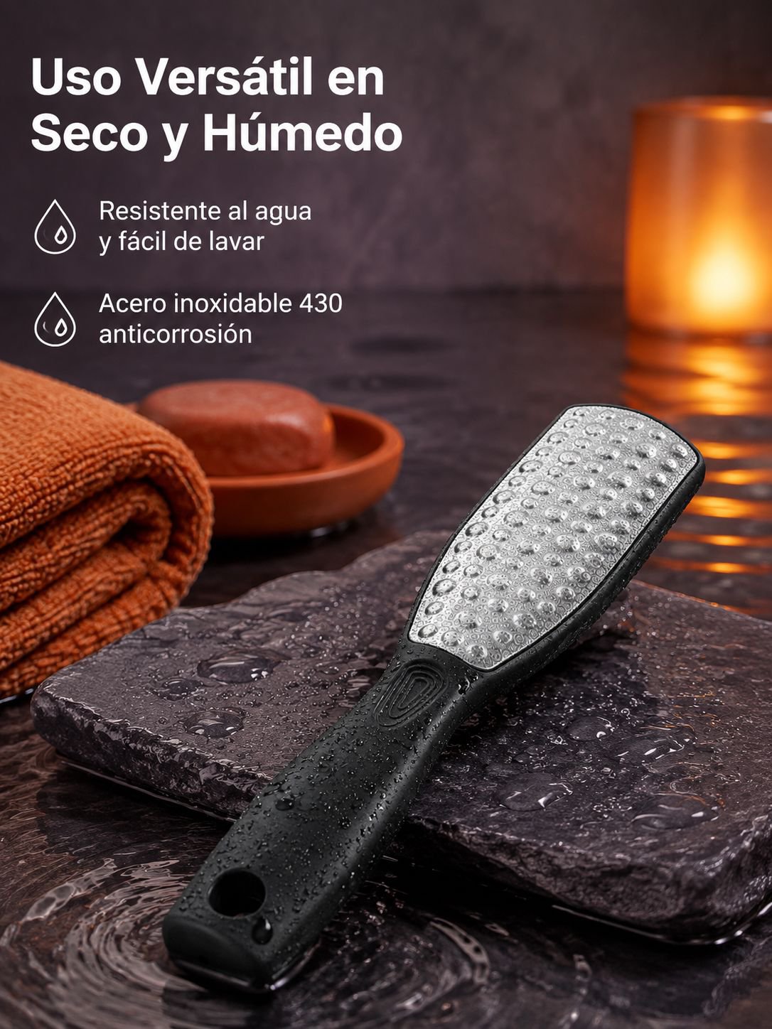 Lima de pies de acero inoxidable de doble cara para eliminar piel muerta