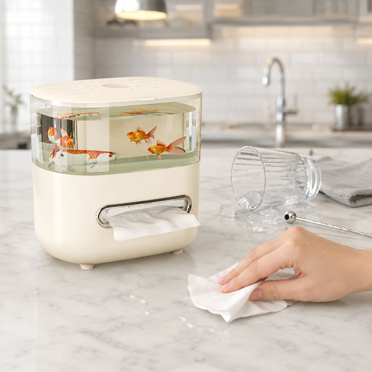 Durable double-layer design tissue holder for aquarium