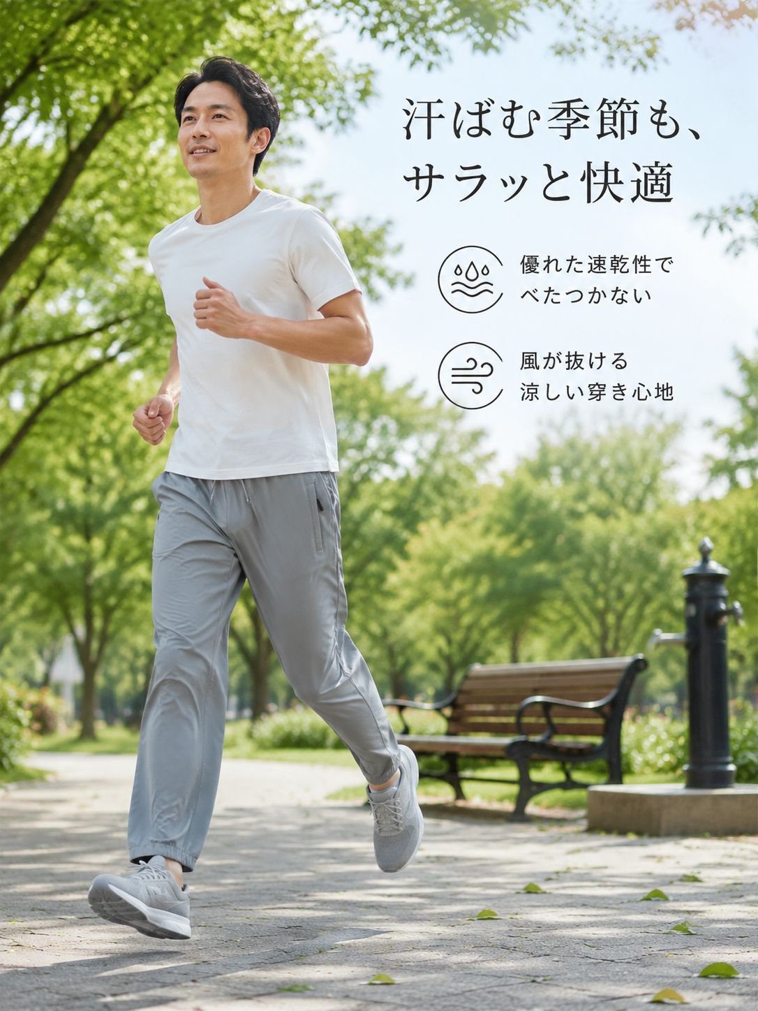 ゆったり日焼け防止速乾ストレートカジュアルパンツ