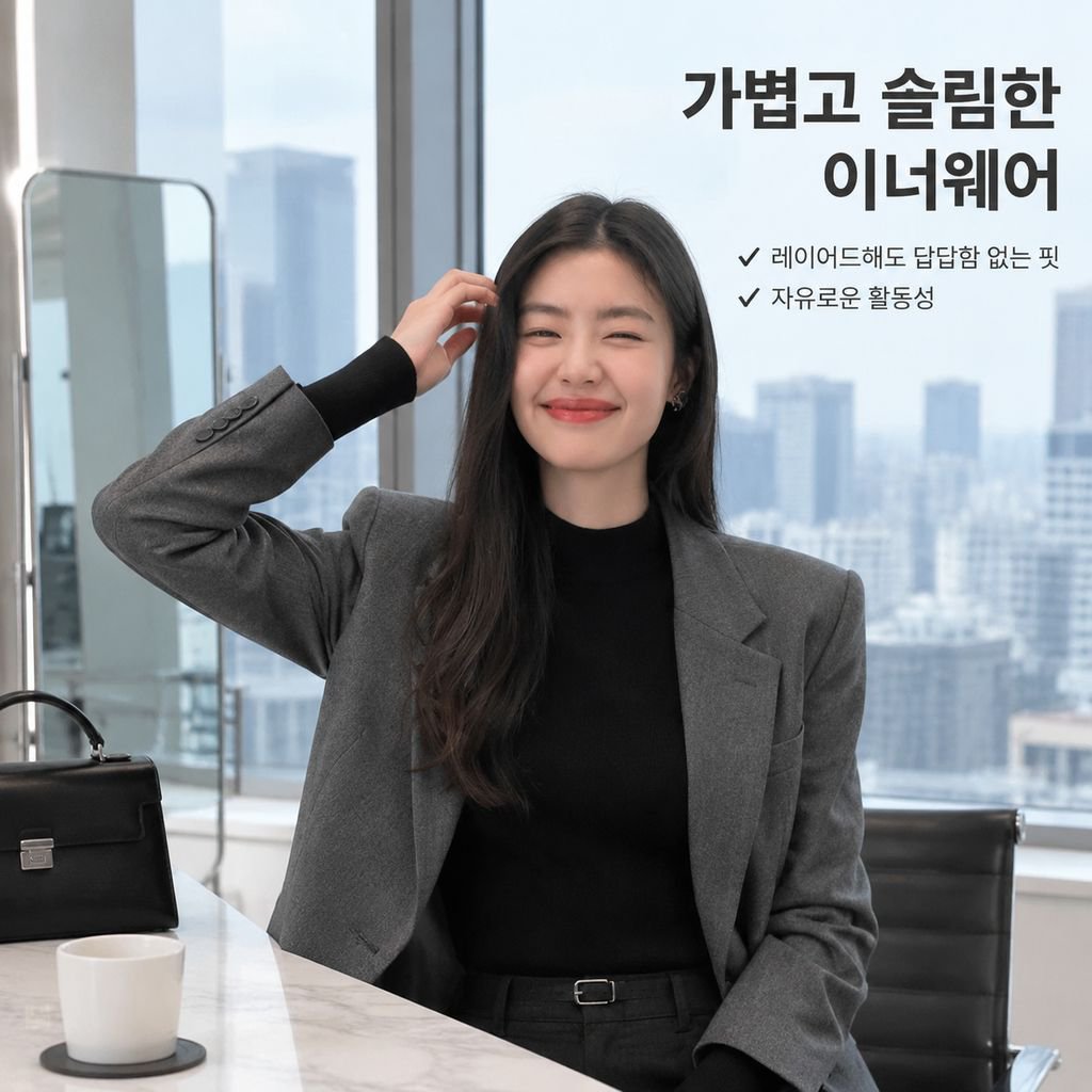 여성용 하이넥 니트 긴팔 스웨터