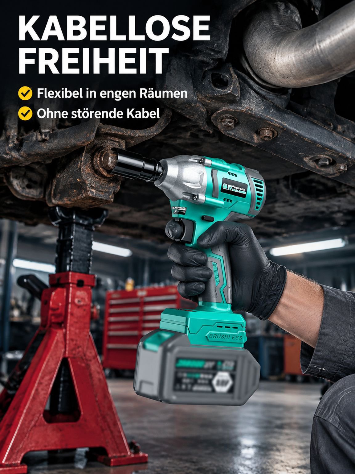 Kabelloser bürstenloser Akku-Schlagschrauber mit hohem Drehmoment (Lithium-Ionen)