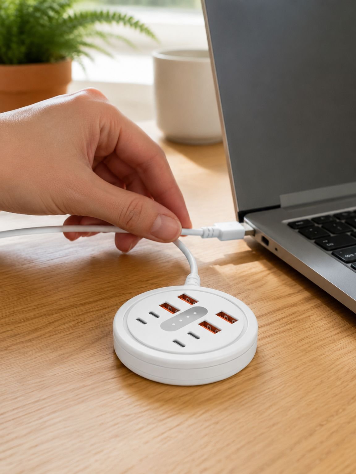 Circular 8-in-1 Portable Multi-Port Dock with USB + Type-C Fast Charging Phone Adapter Power Strip