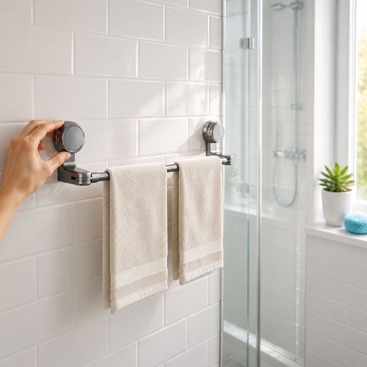 Extendable and adjustable towel rack for bathroom organization