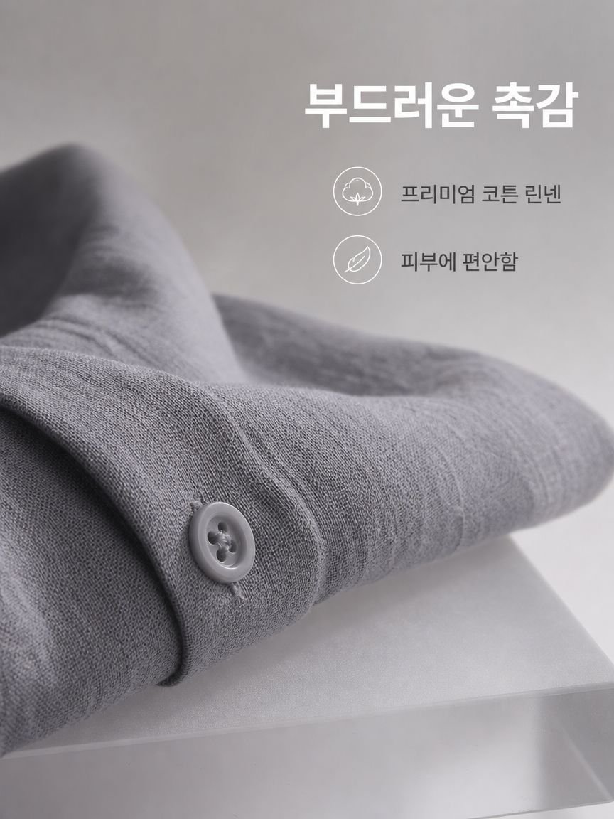 남성용 면마 캐주얼 셔츠