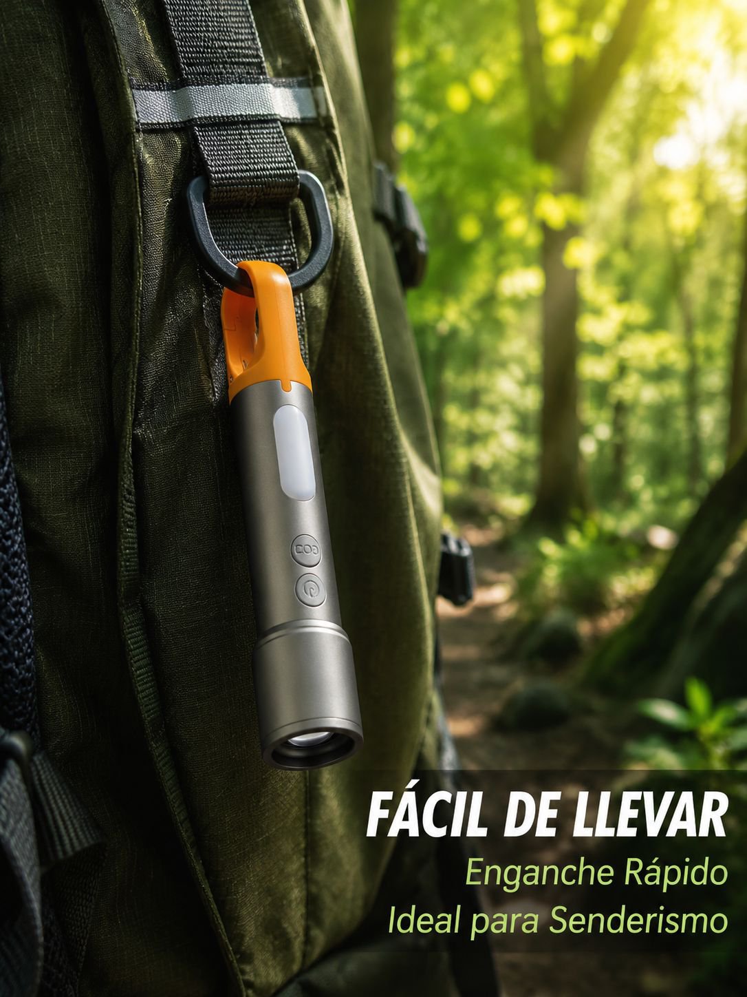 Linterna con gancho y base magnética