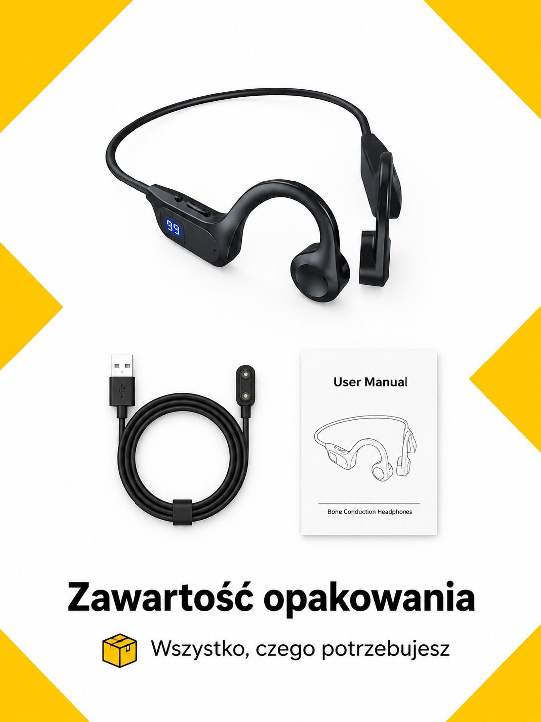 Zestaw słuchawkowy przewodnictwa kostnego do codziennego użytku