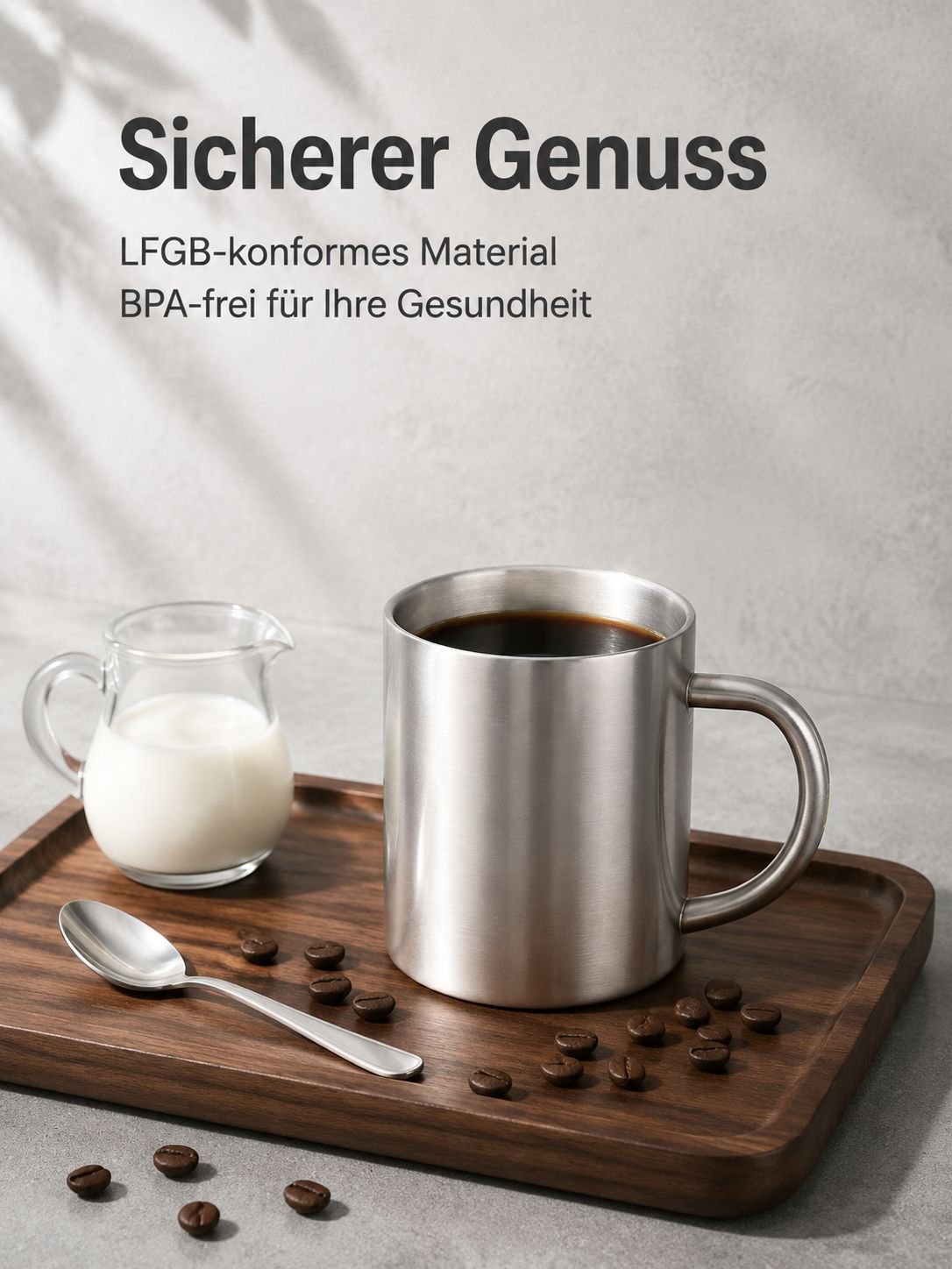 Doppelwandiger Reisebecher mit sicherem Griff