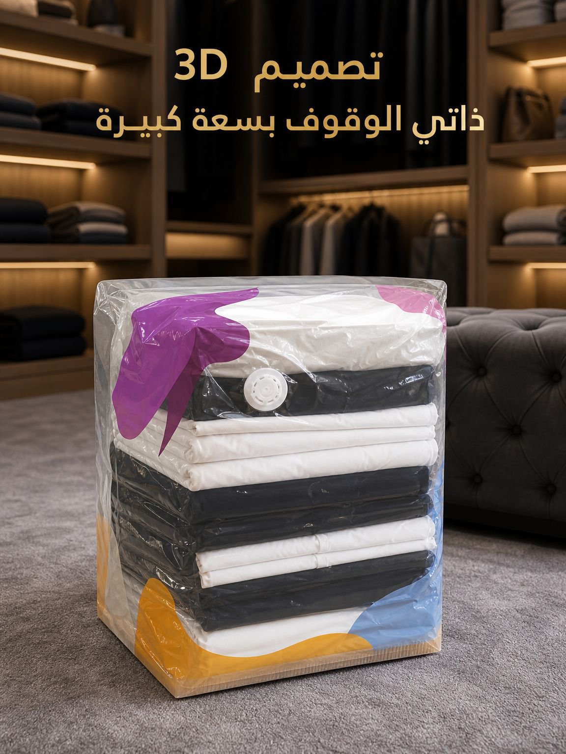 أكياس تخزين ثلاثية الأبعاد ومضادة للتجعد بتفريغ هواء