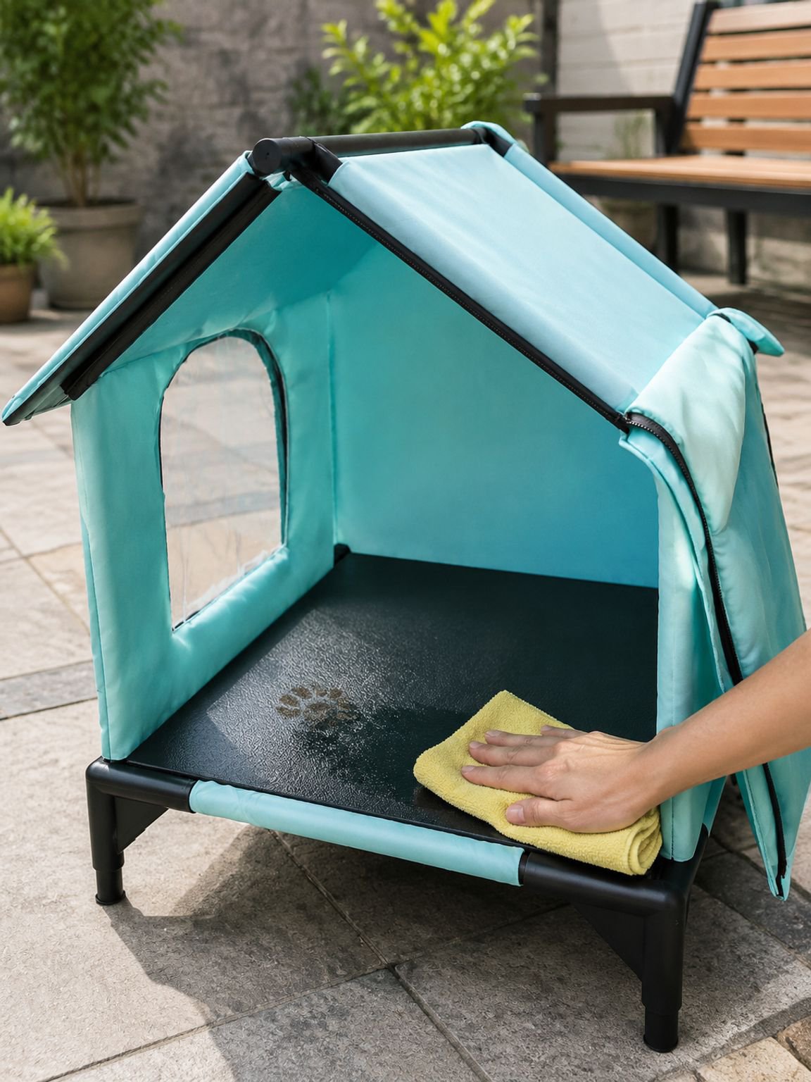 Stevig kattenhuis voor buiten geschikt voor regenachtige dagen