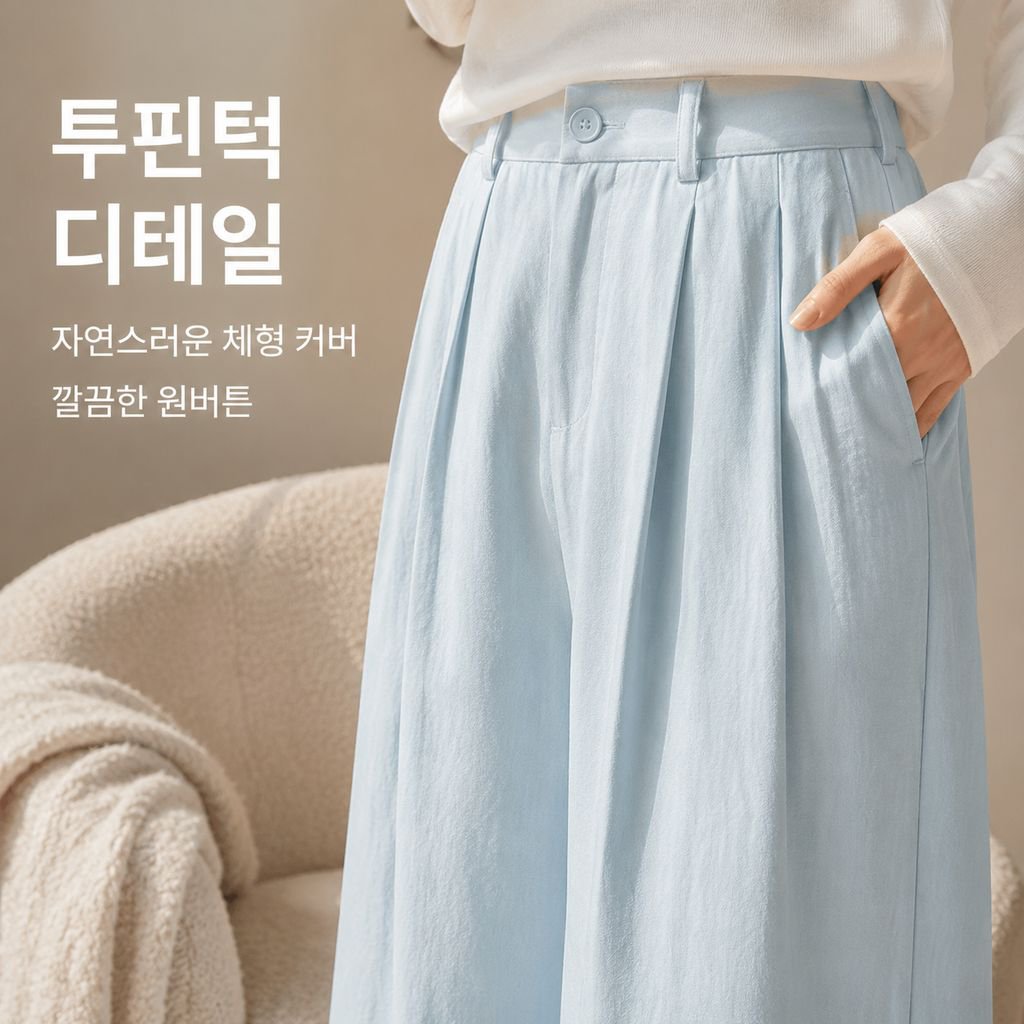 나이프 하이웨스트 와이드 팬츠