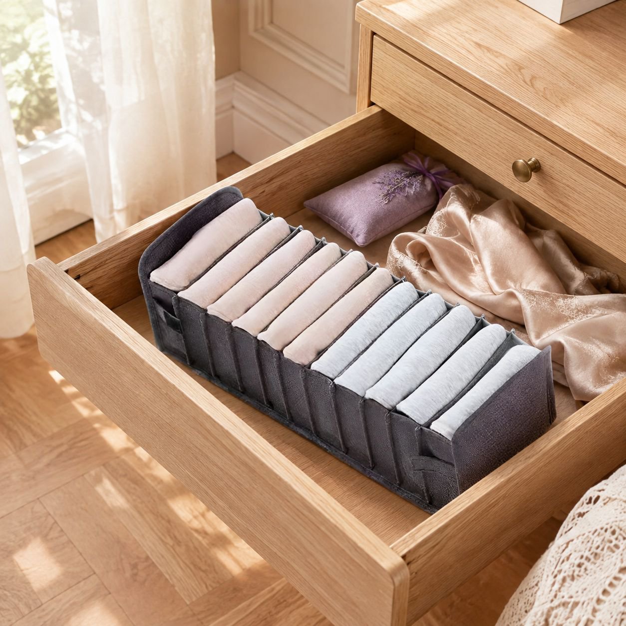 Boîte de rangement pliable pour sous-vêtements, rangement domestique en tissu