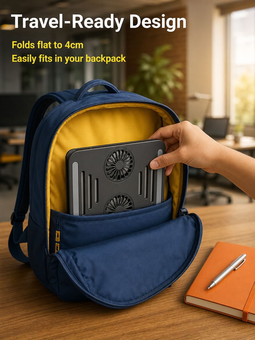 Compact and easy-to-carry laptop cooling accessory