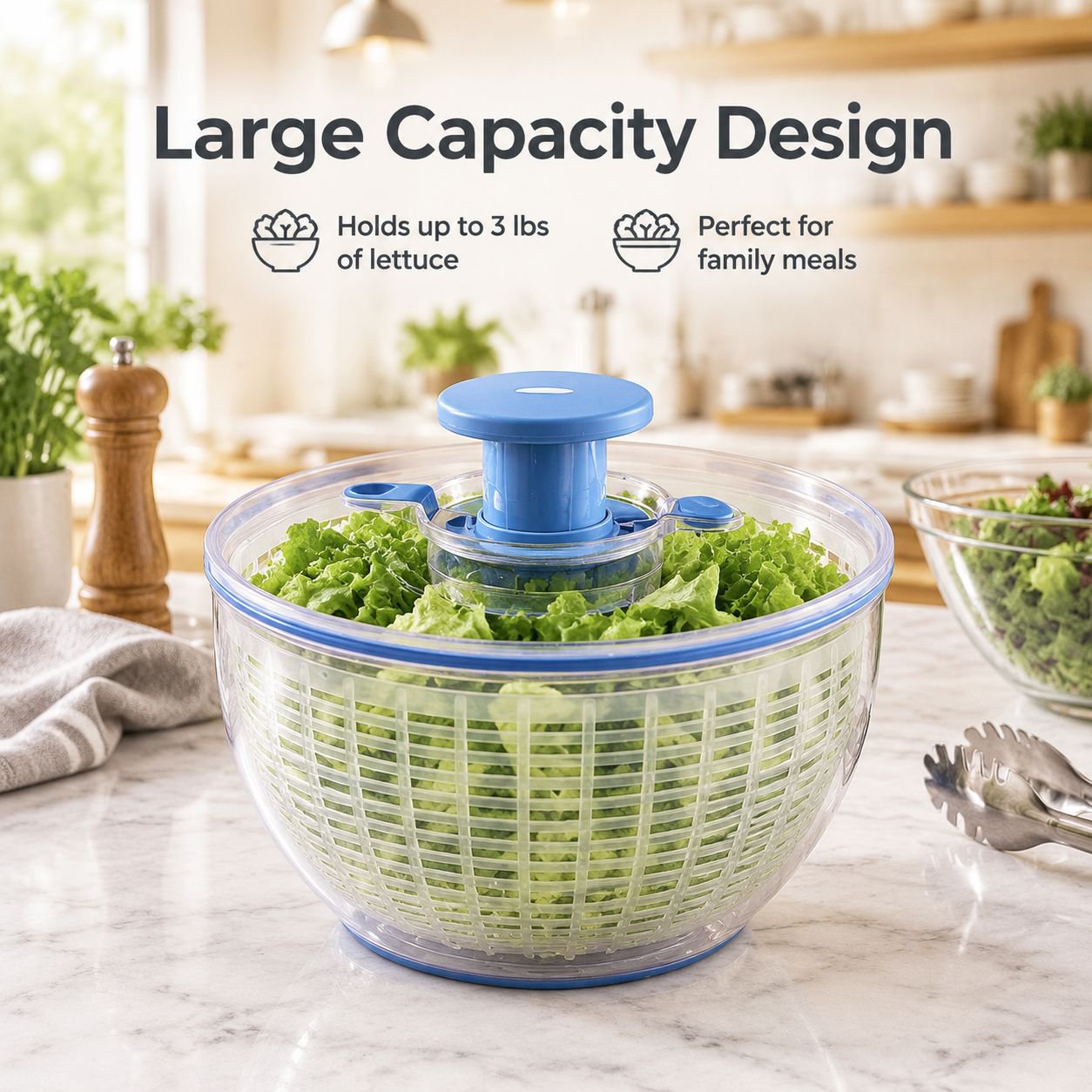 Manual Press Vegetable Salad Spinner Household Kitchen Washing Drainer Basket