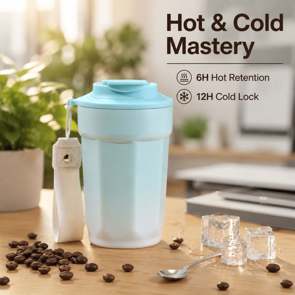 316 Stainless Steel Vacuum Insulated Mug with Convenient Carrying Strap