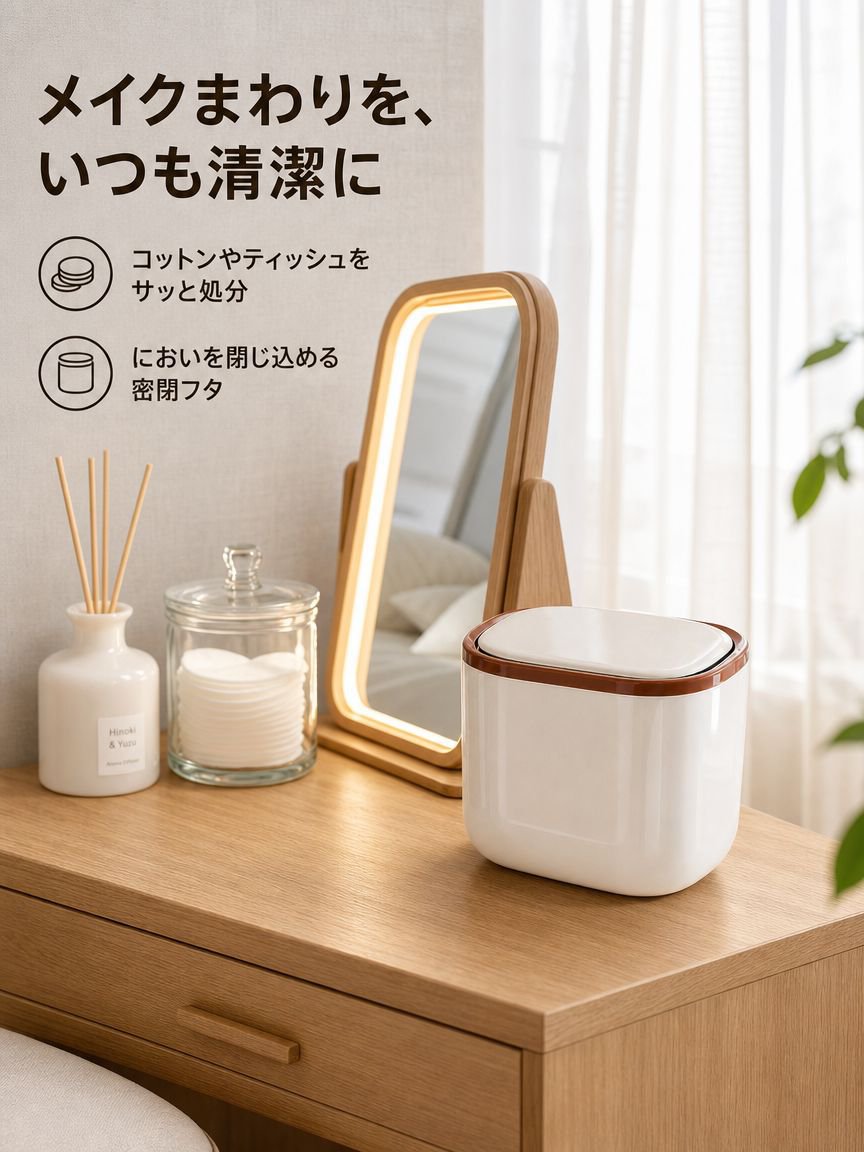 インテリアに馴染むクリーム風卓上ゴミ箱