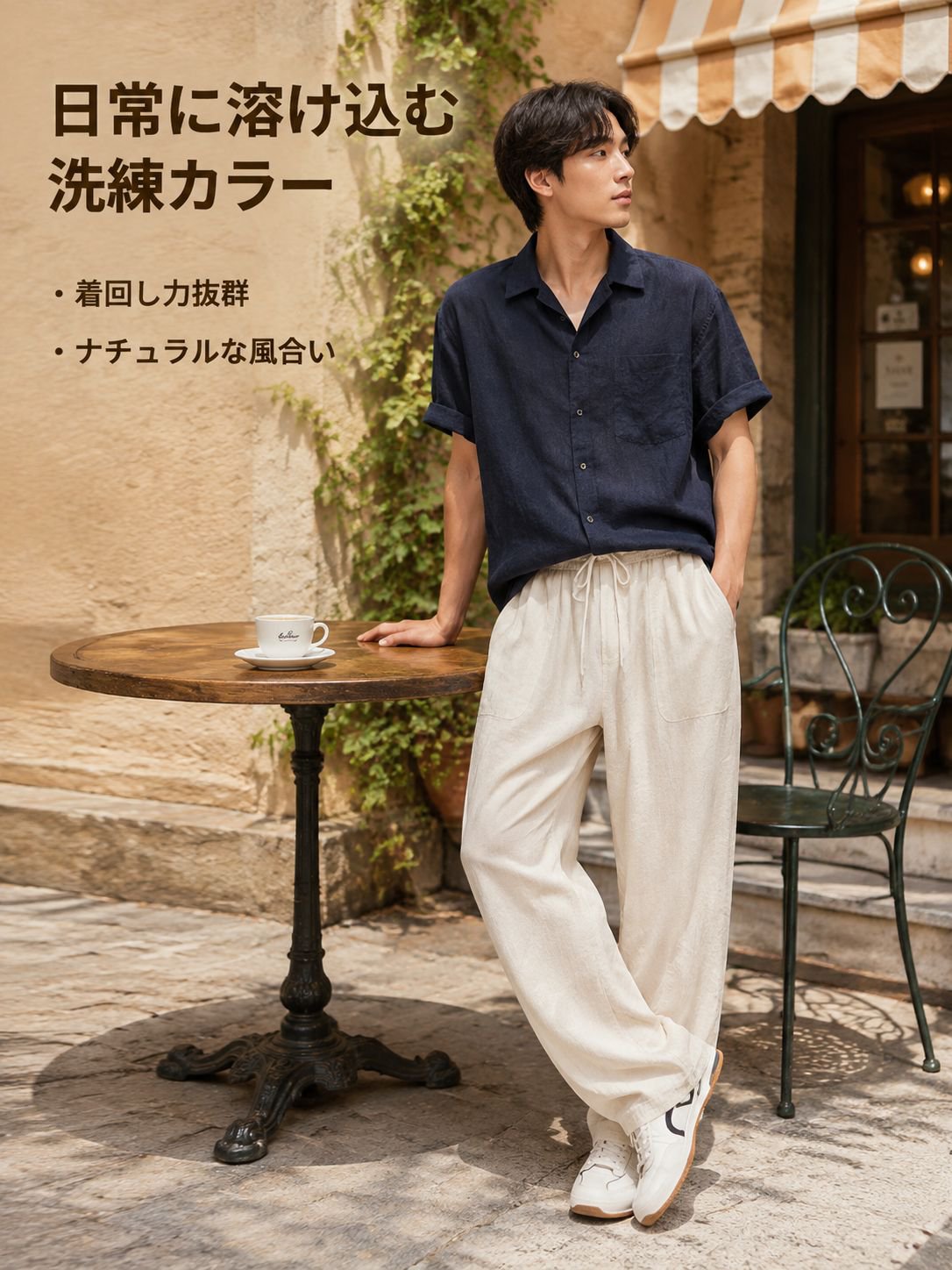 メンズカジュアルサマーリヨセル薄手メンズパンツストレートレッグリネンロングパンツスポーツパンツワイドレッグメンズパンツ