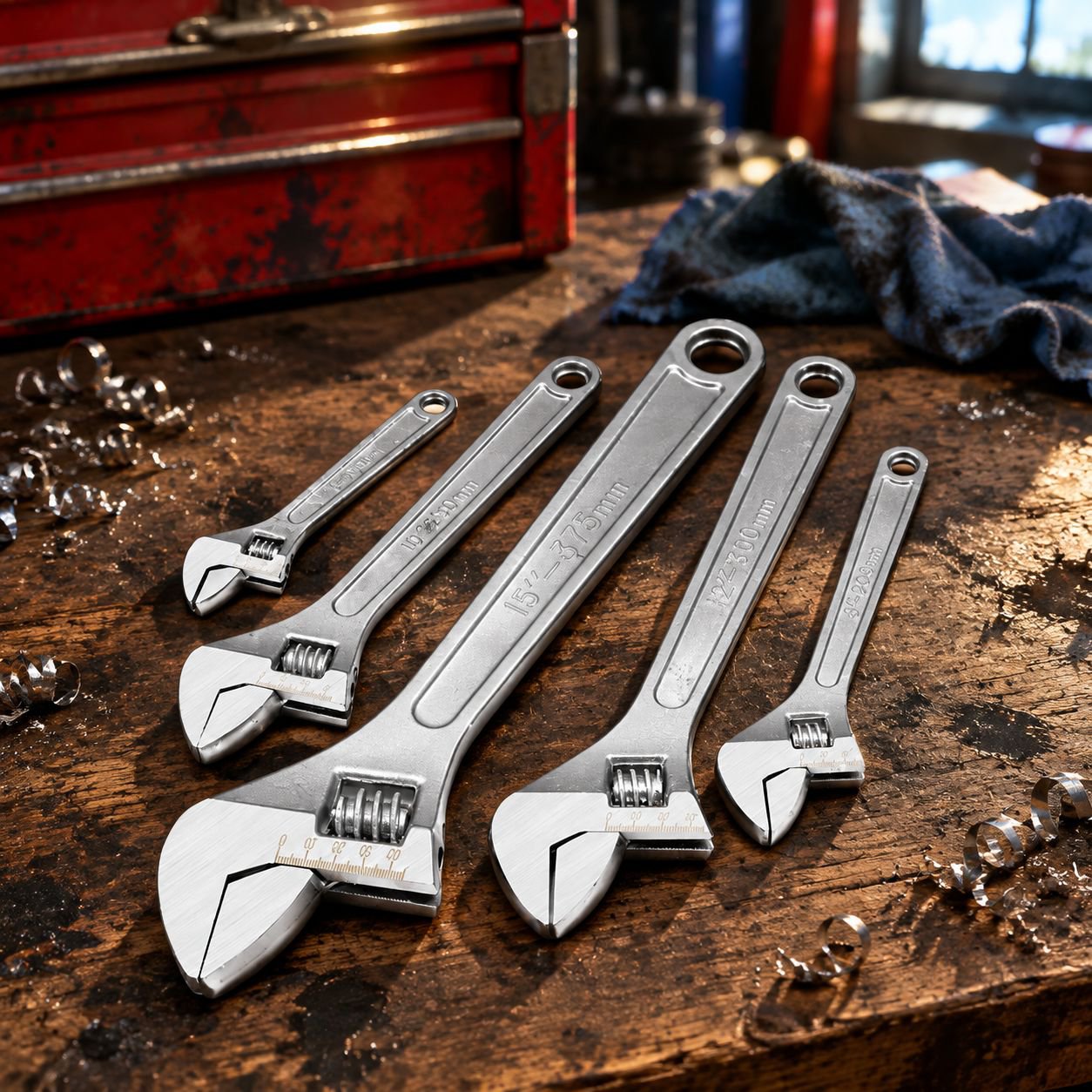 Universal Adjustable Open-End Wrench Set Carbon Steel Material