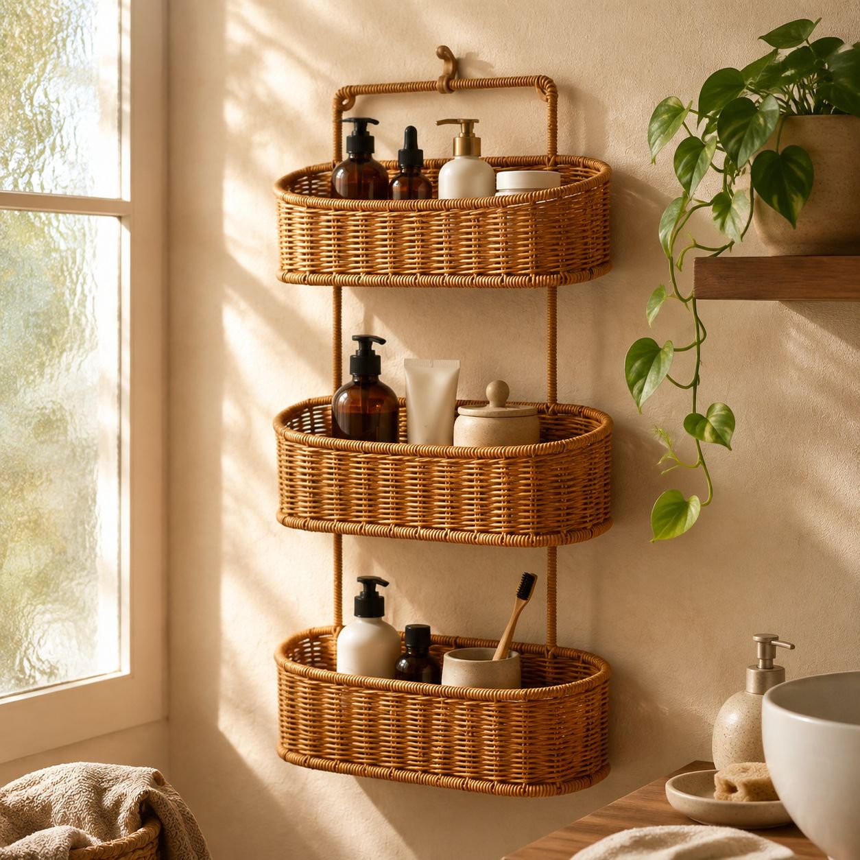 No-Drill Multipurpose Storage Shelf for Kitchen and Bathroom