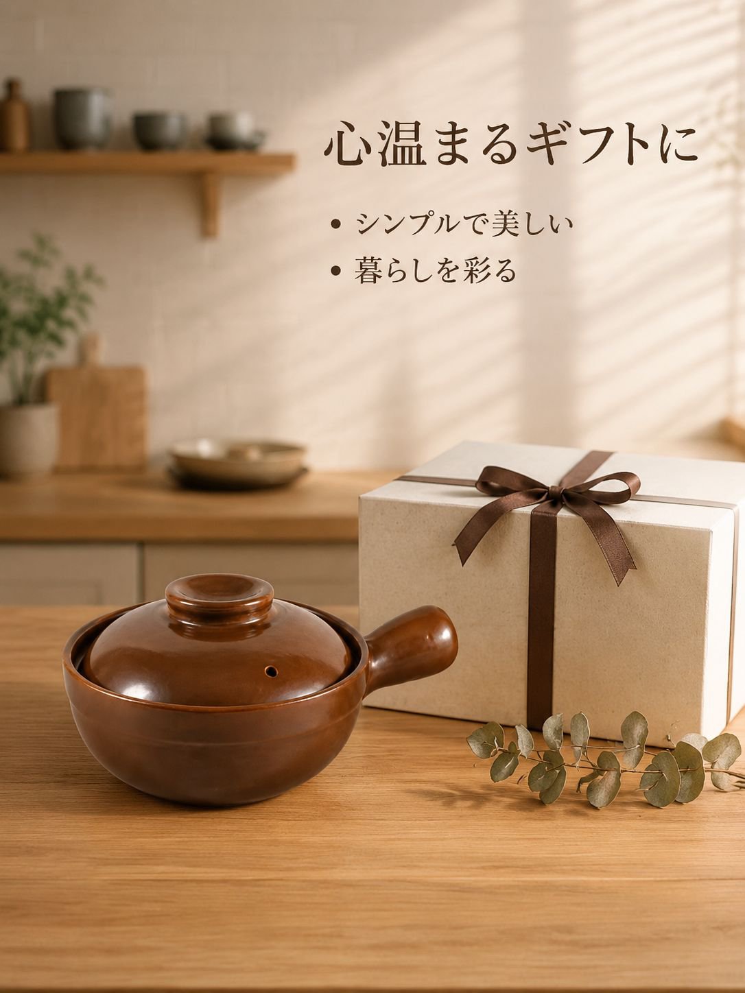 家庭用の取っ手付きミニ土鍋。米麺、鍋料理、各種スープにおすすめ。
