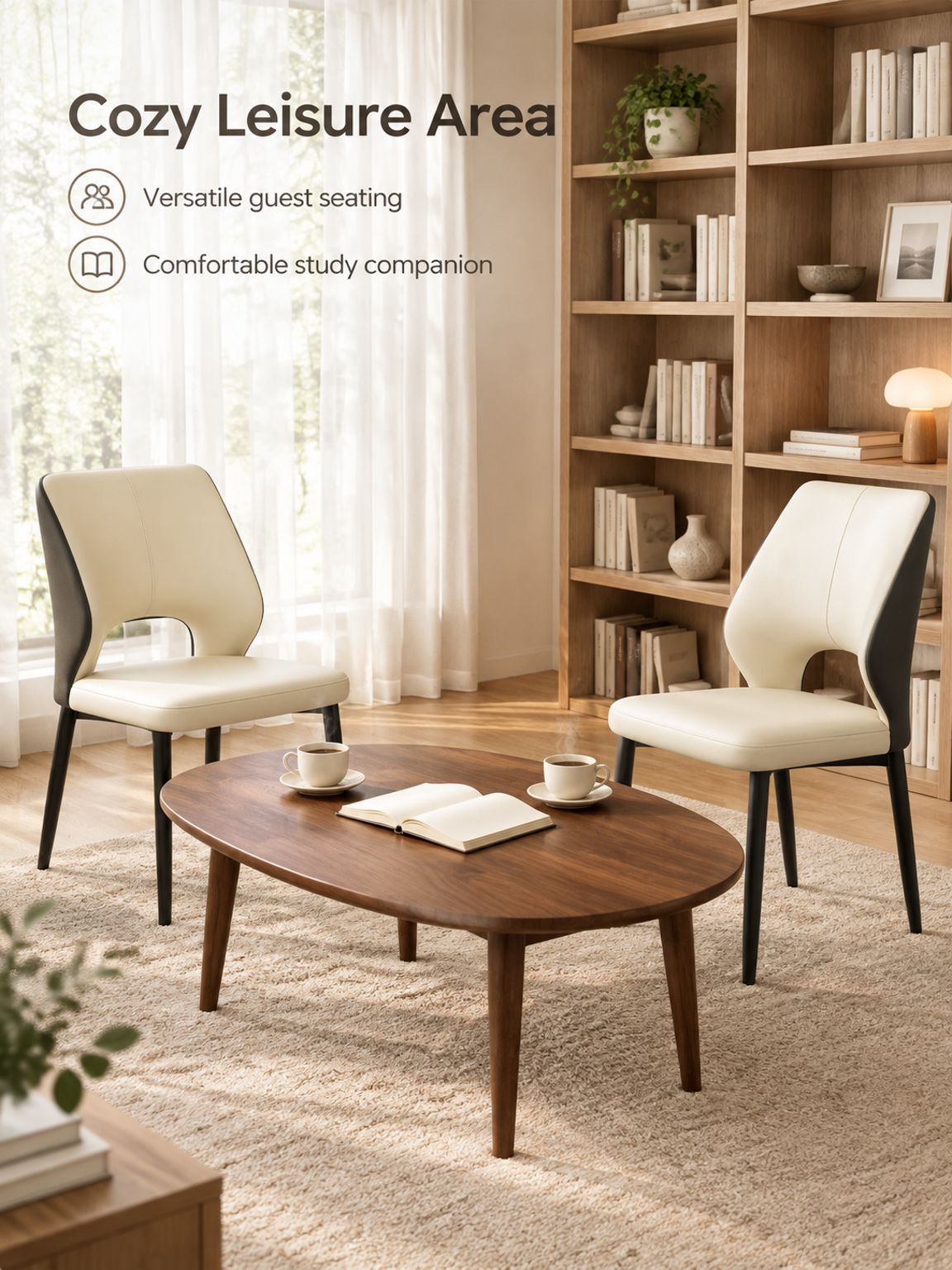 Backrest dining chair shown in a home interior