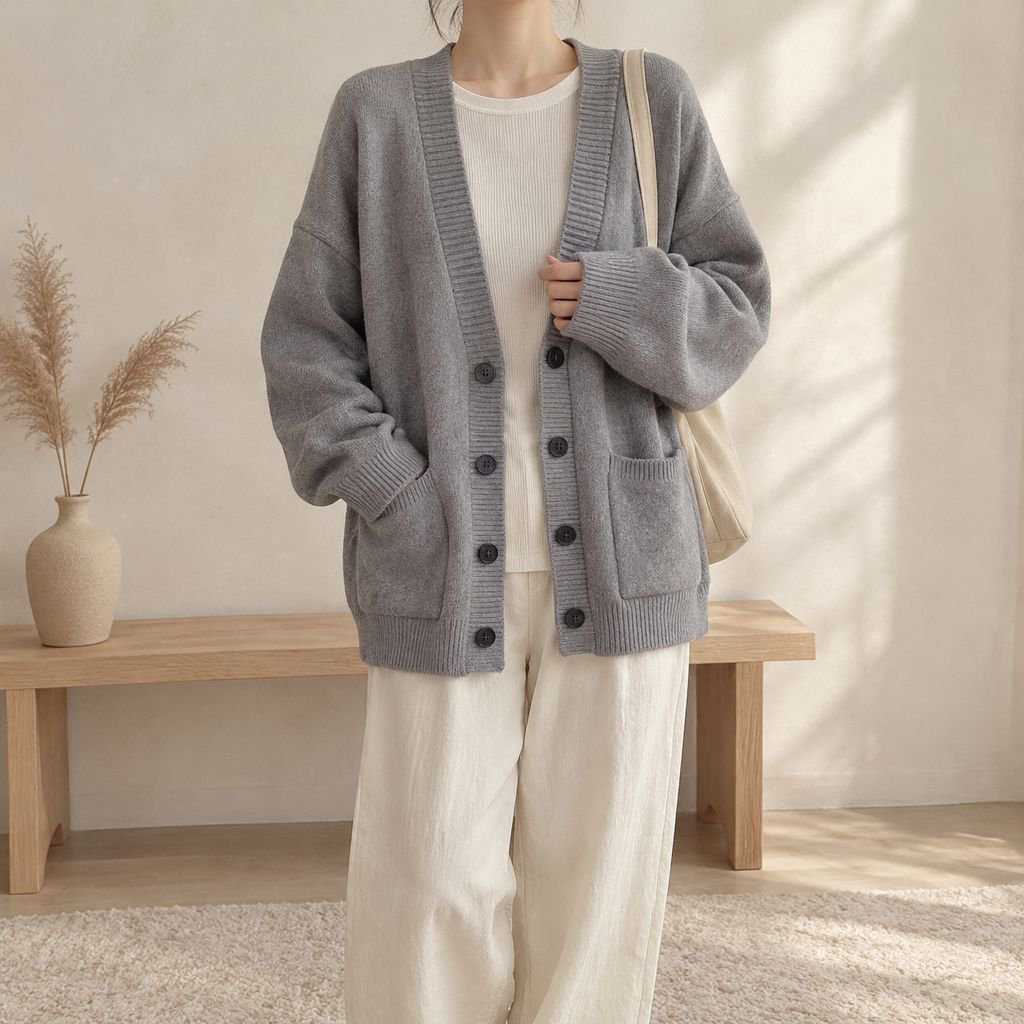 怠惰なスタイルのセータージャケット女性初秋 2024 新しいニットカーディガン春と秋の摩耗緩い無地トップ