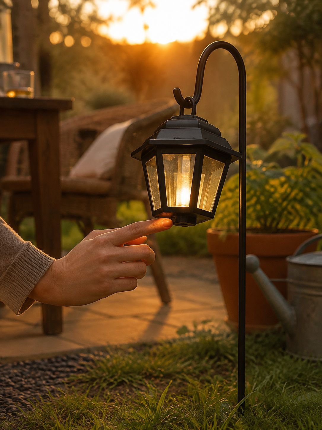 Éclairage solaire hexagonal pour allée de jardin