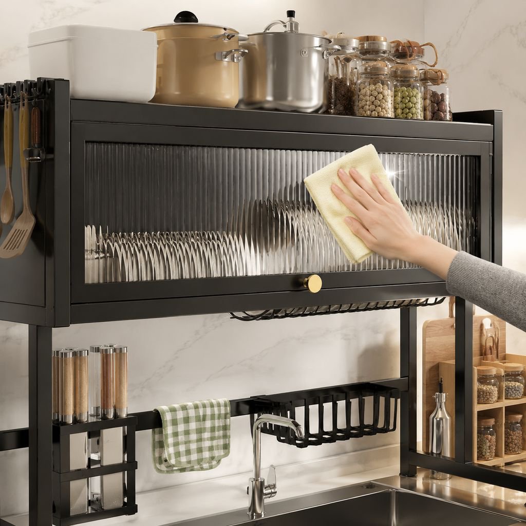 Space-saving dish drainer with double-layer design