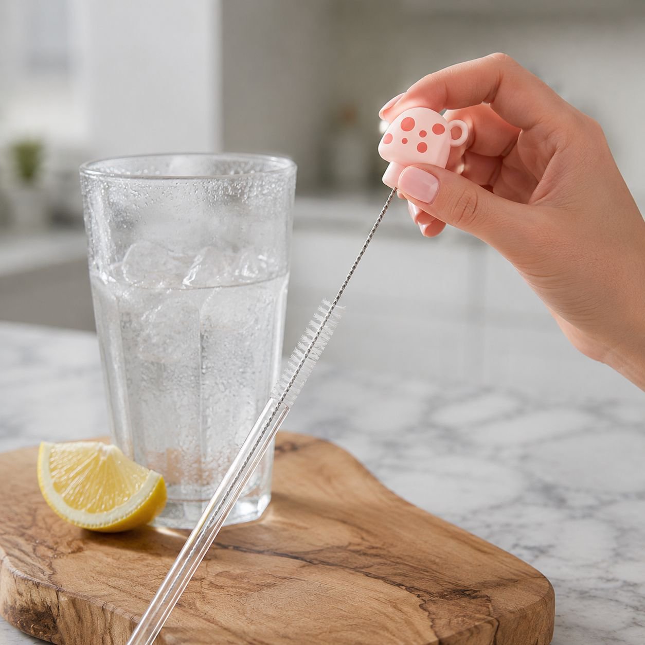 Multi-functional Heart Mug Brush Baby Bottle Straw Kitchen Cleaning Tool
