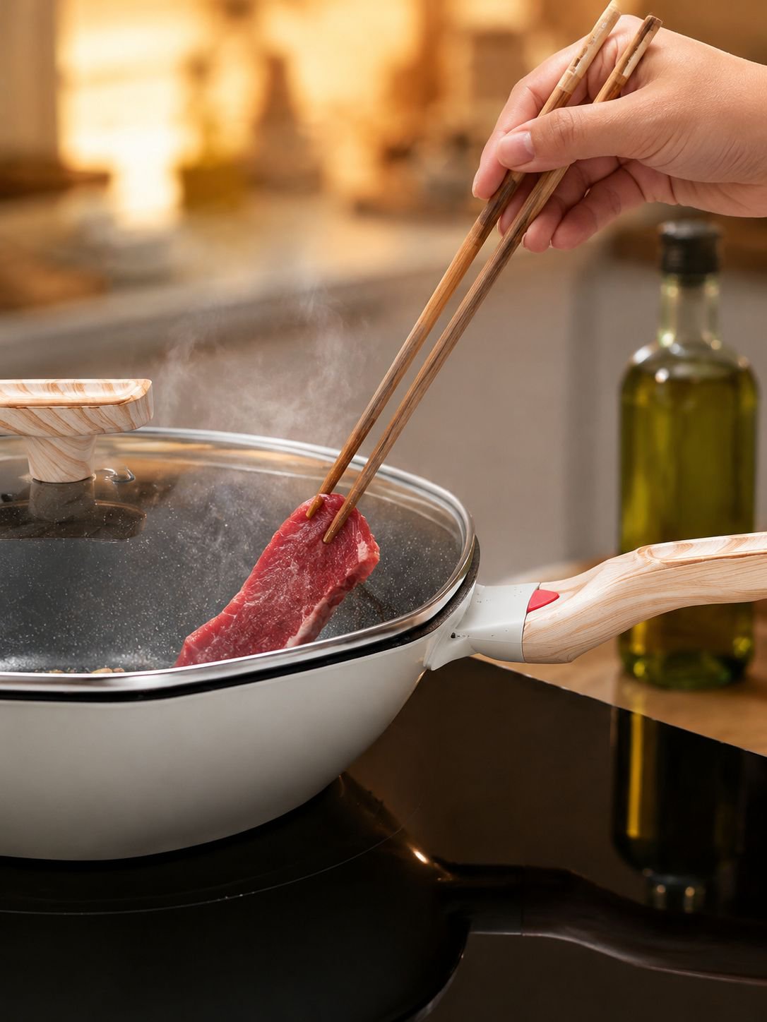 Lightweight and stylish octagonal fry pan