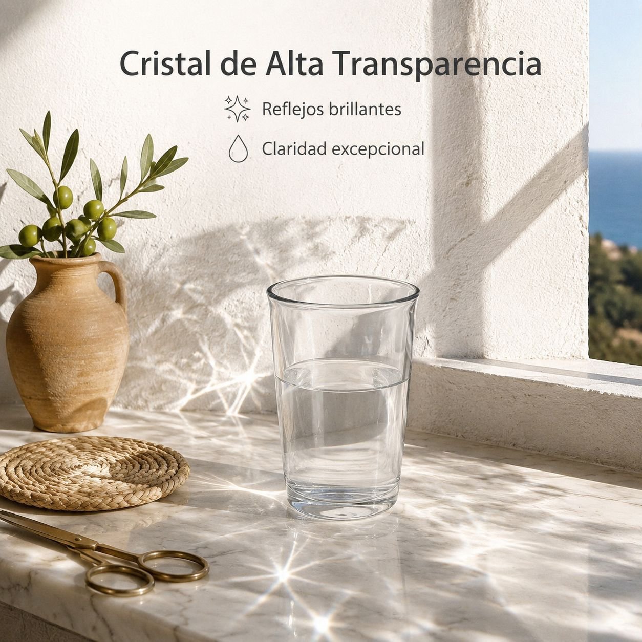 Vaso de agua de vidrio transparente grueso