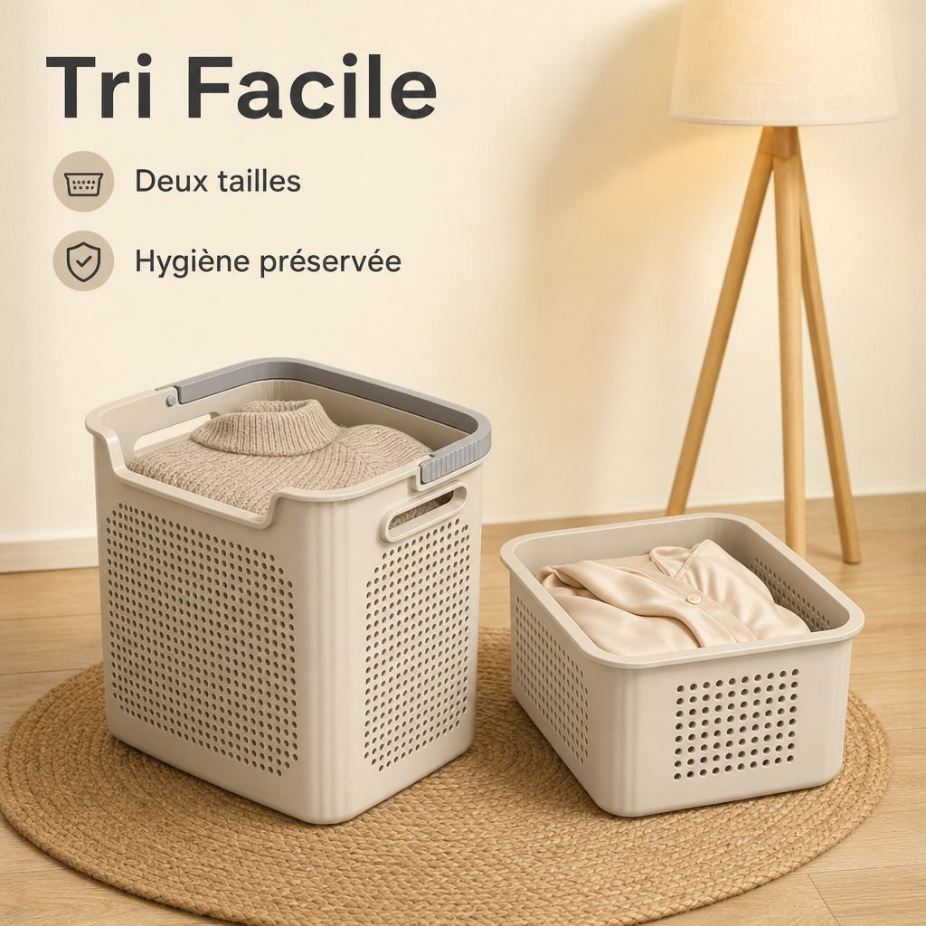 Panier à linge sale couleur crème
