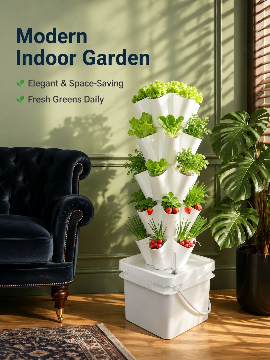 Tower Hydroponic Growing Kit, Space-Saving Vertical Planter