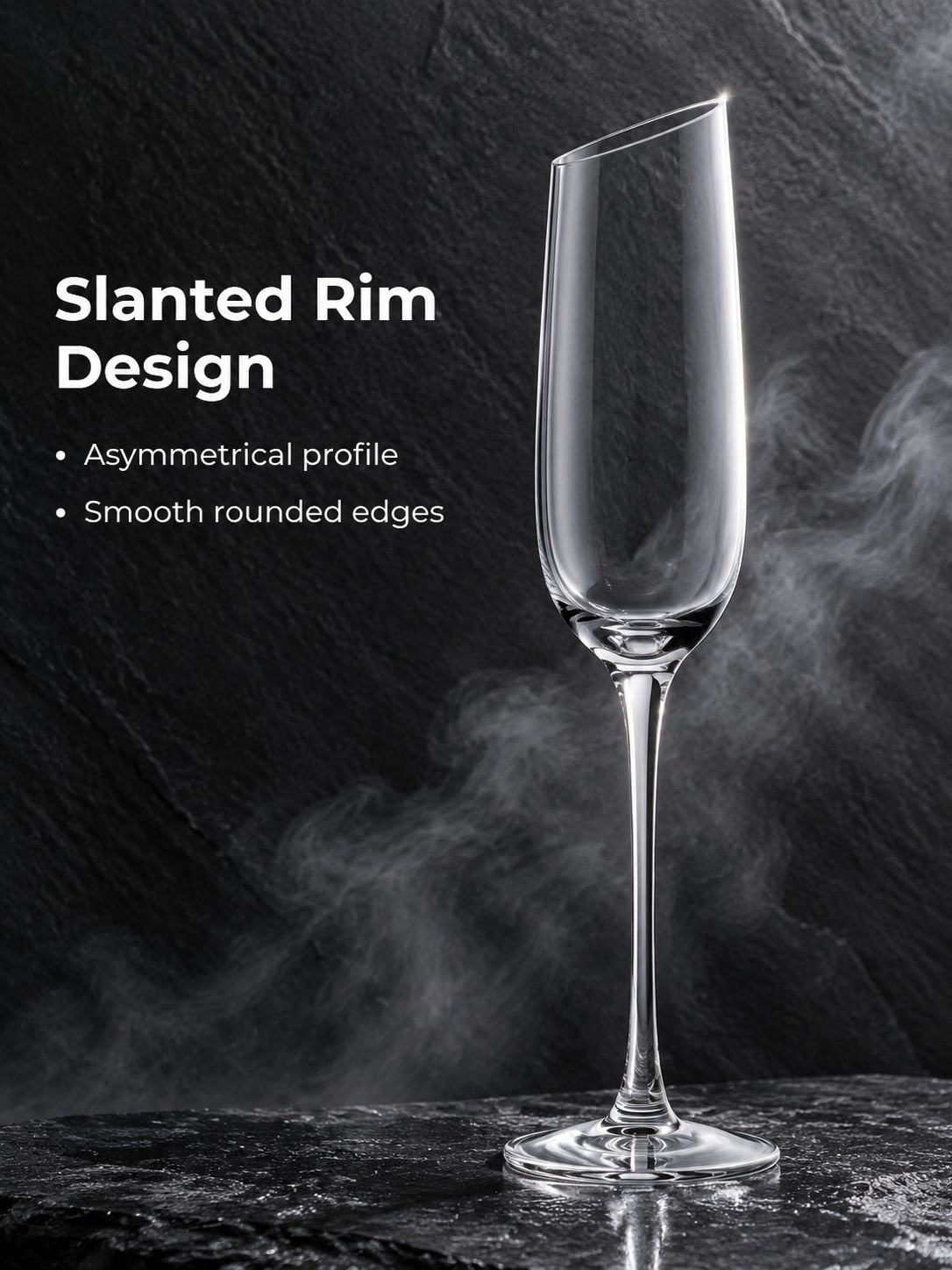 Elegant crystal champagne flutes for sparkling wine