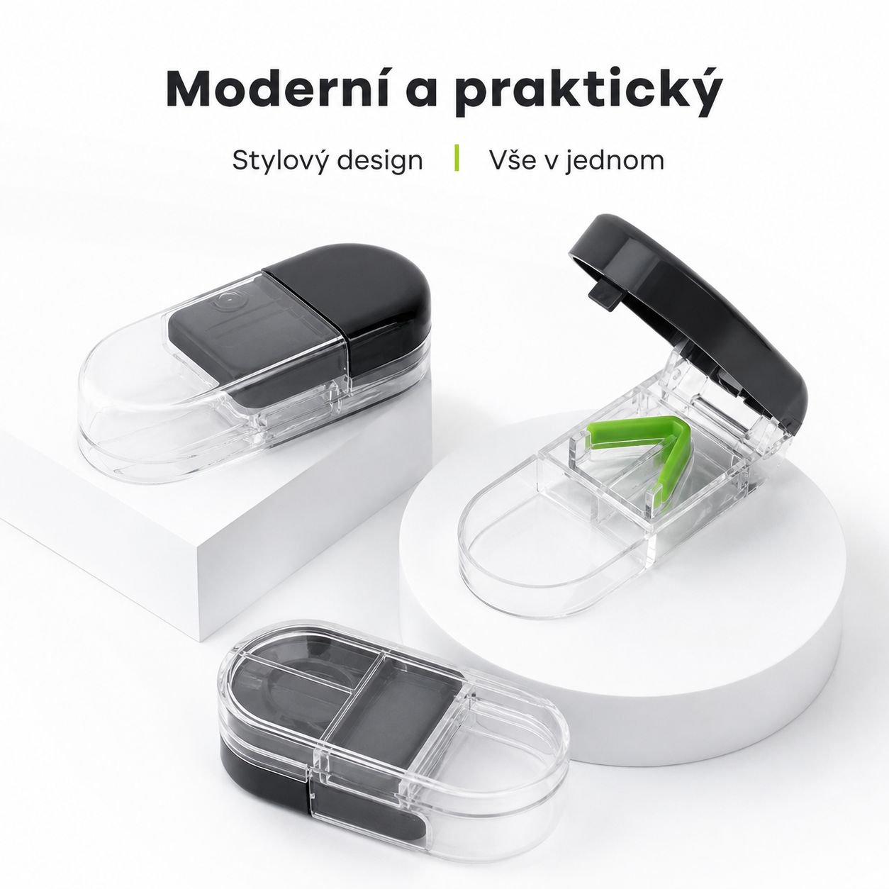 Moderní design přenosné lékové krabičky