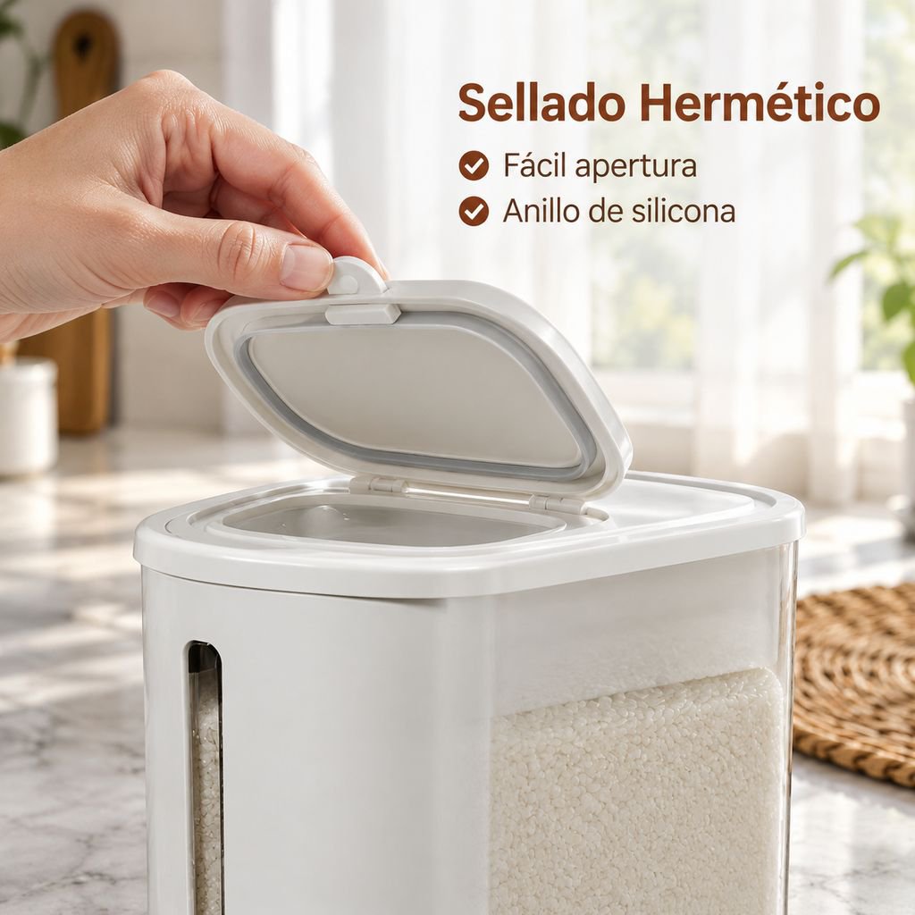 Contenedor Plástico Hermético para Arroz Granos y Harina