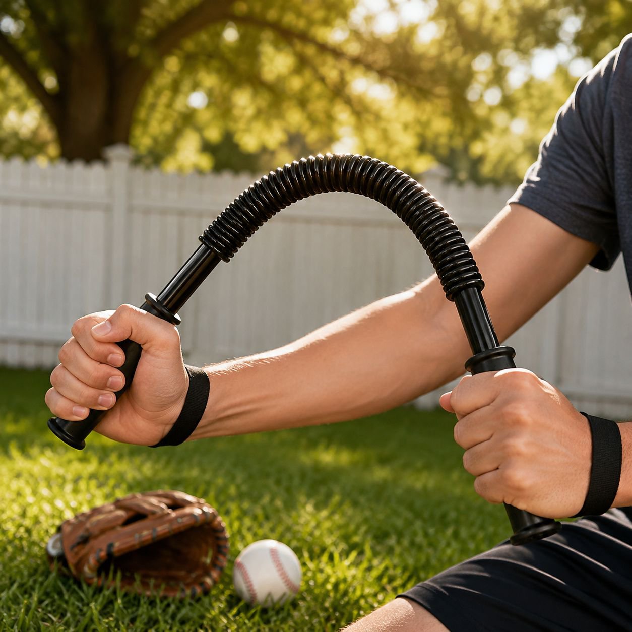 Children using arm exerciser equipment for strength development