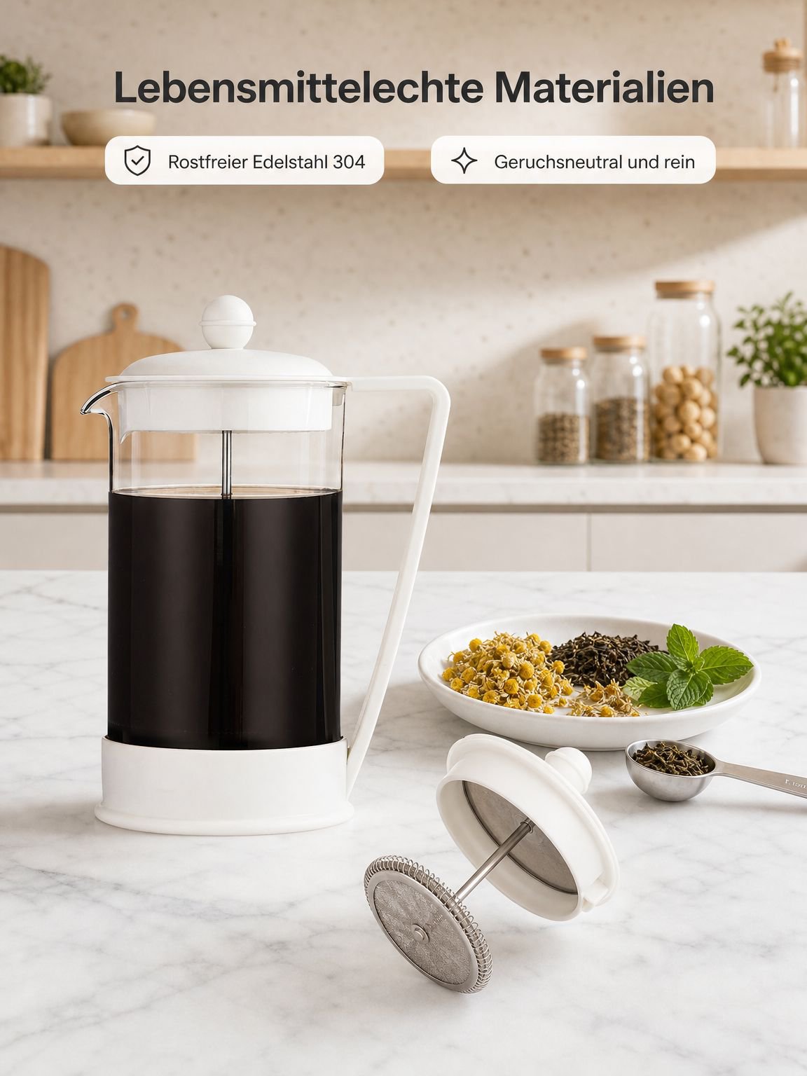 French Press mit Stempel für die manuelle Kaffeezubereitung