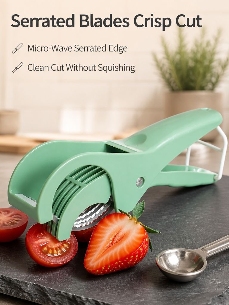 Kitchen slicer for cutting fresh vegetables and fruit