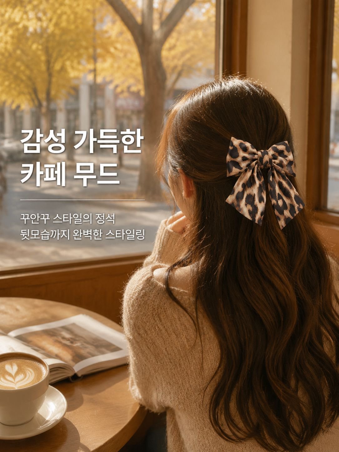 호피무늬 리본 헤어핀