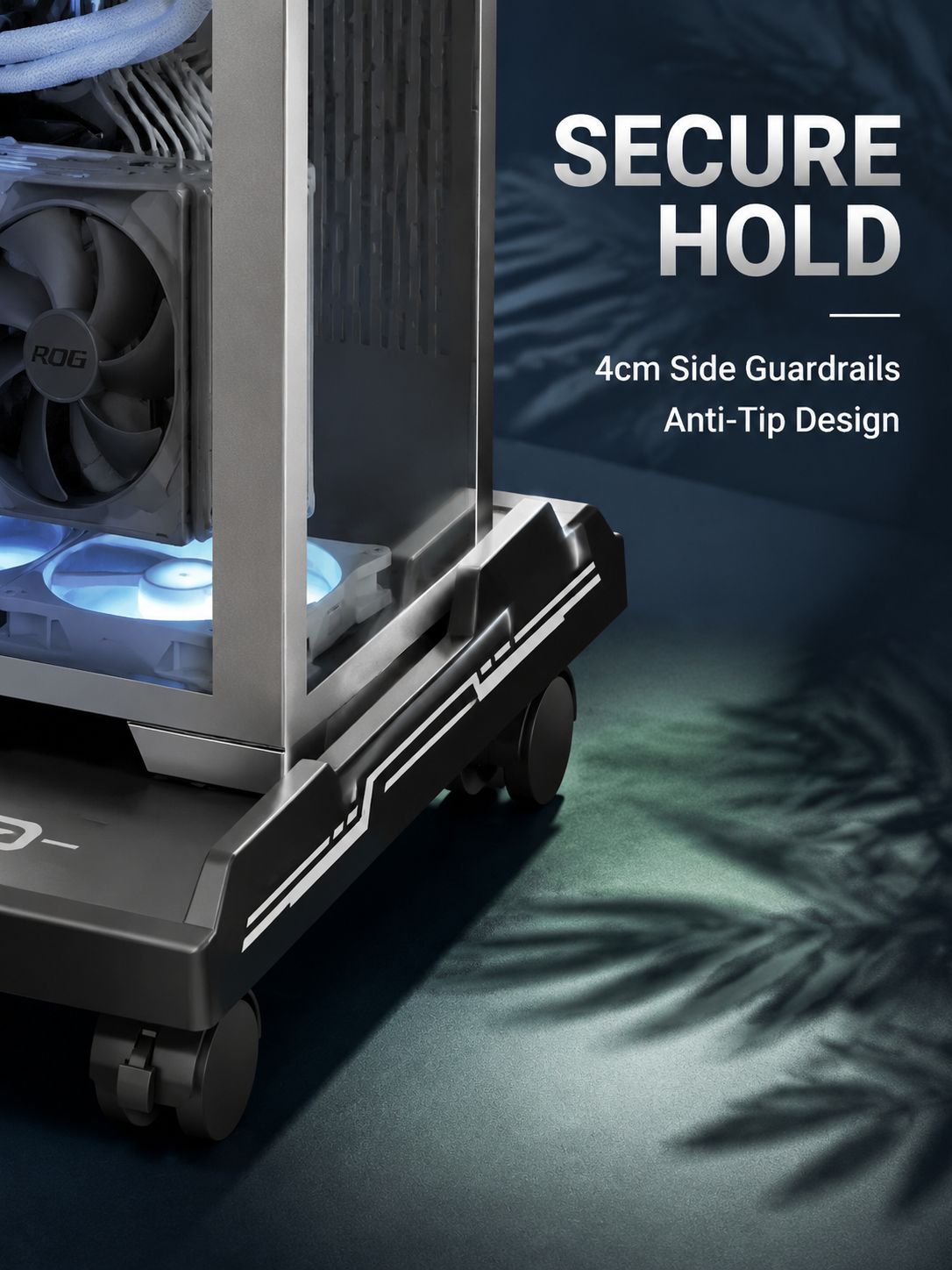 Space-saving mobile PC case holder