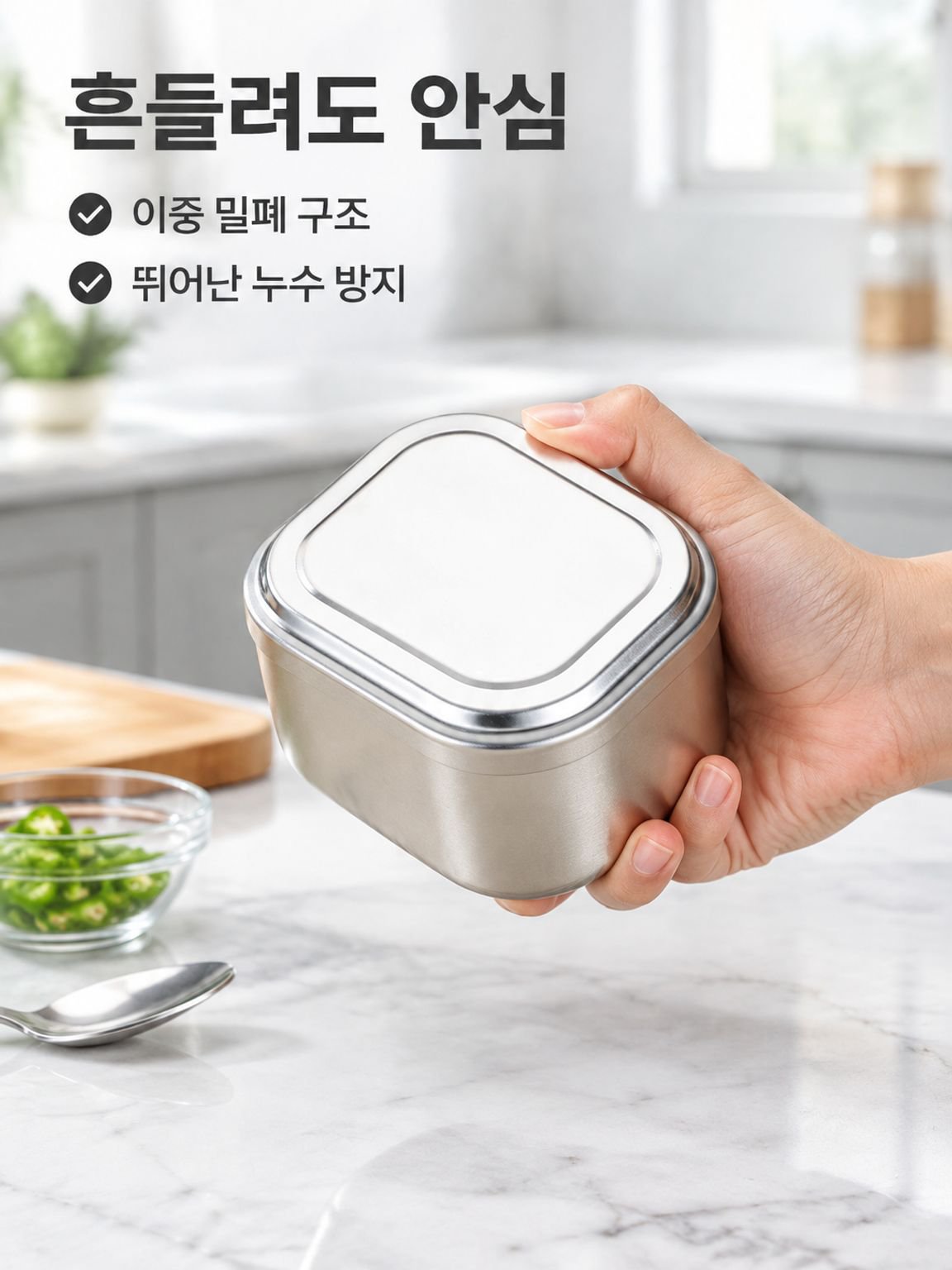 올알루미늄 사각형 손잡이 도시락통