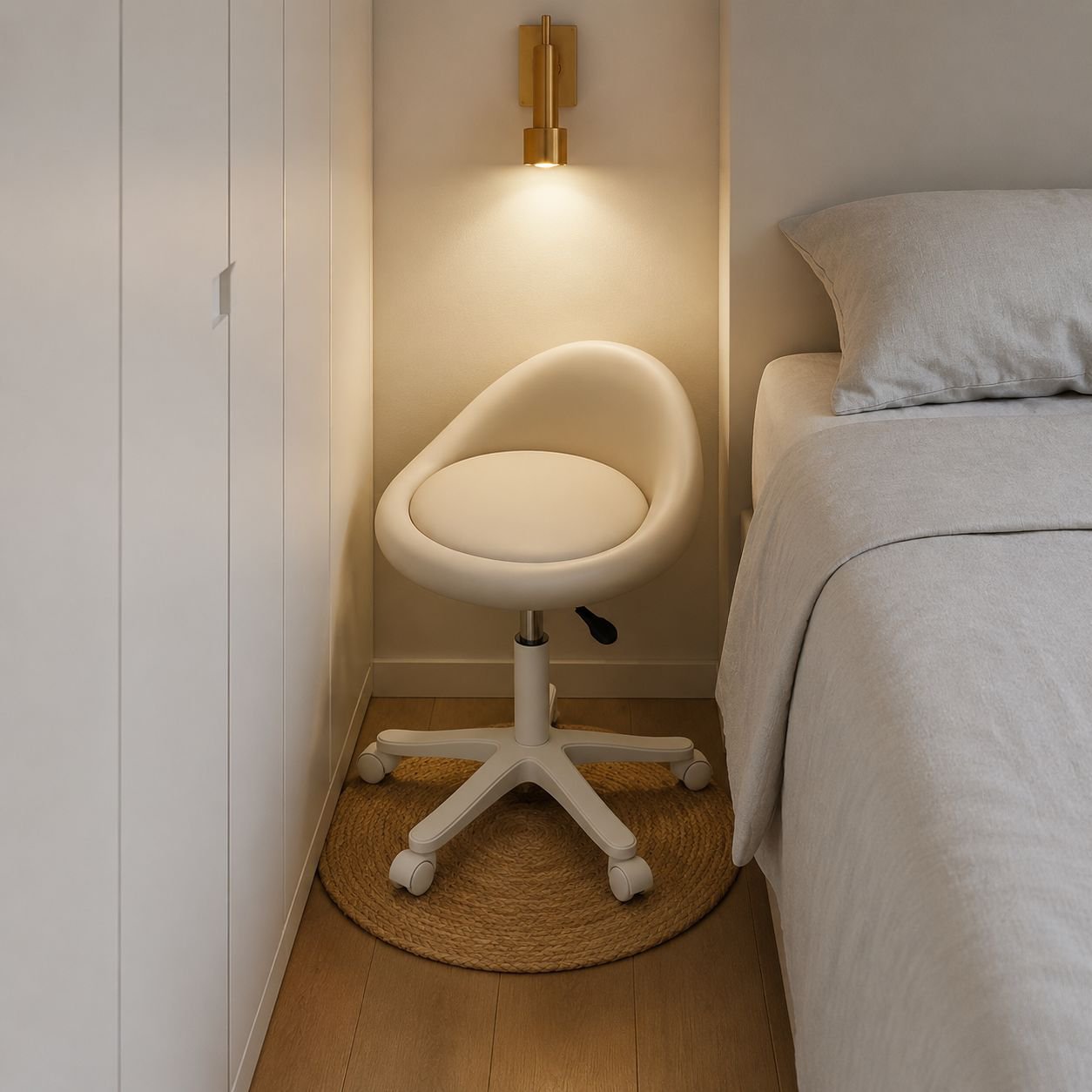Girls’ bedroom cream-style chair side view