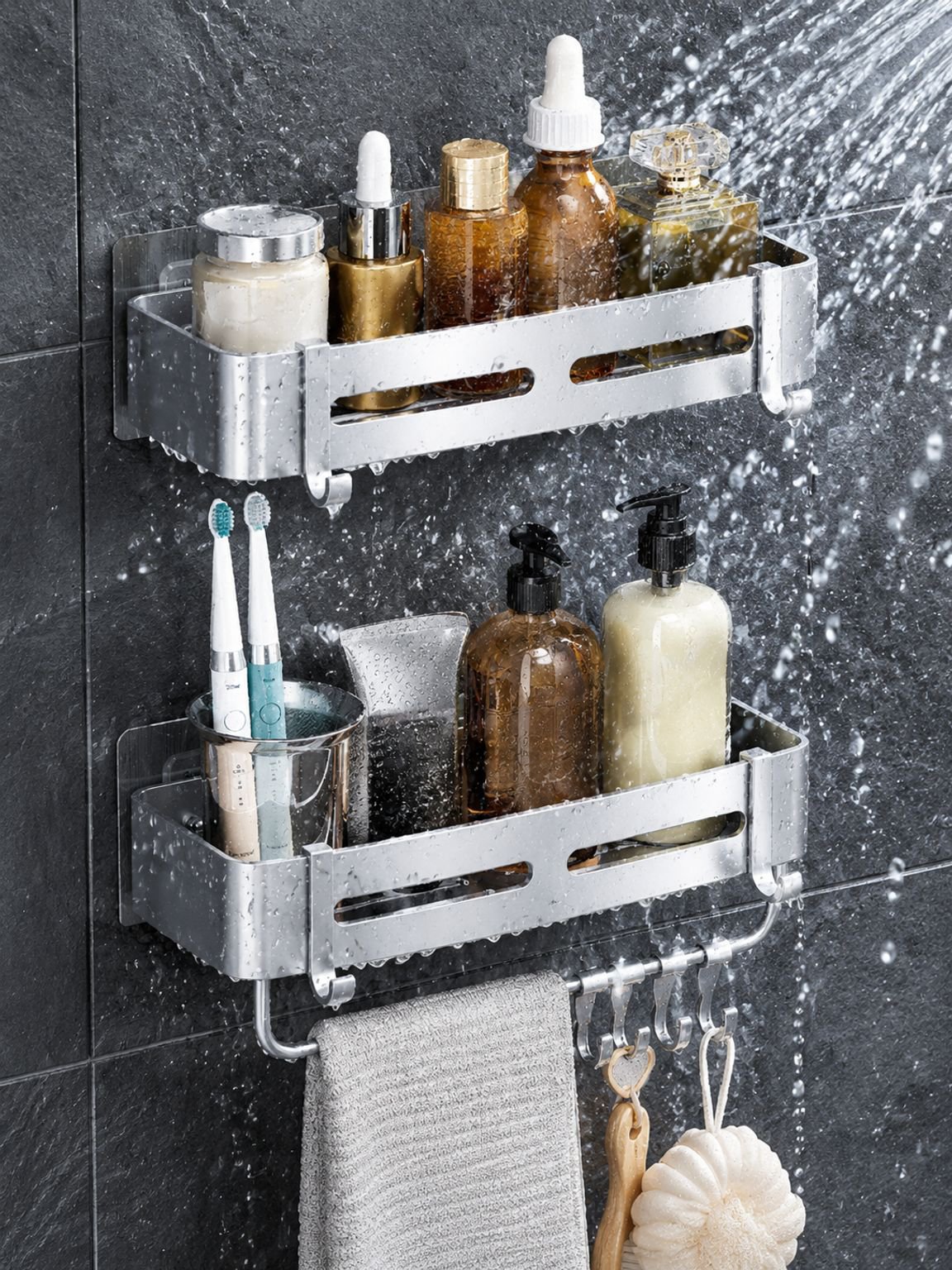 2-Tier Wall-Mounted Shower Organizer
