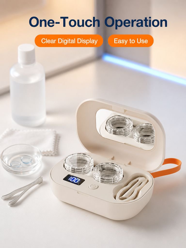 High-Frequency Sonic Automatic Contact Lens Cleaner Portable Case